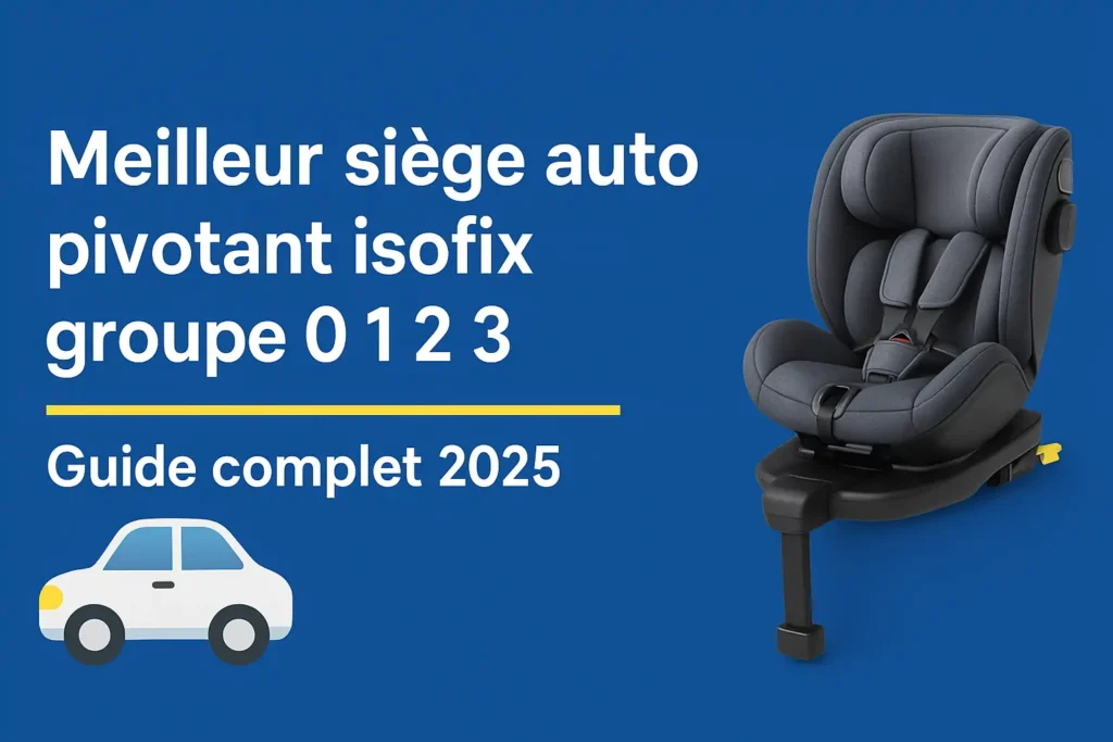 siège auto pivotant isofix groupe 0 1 2 3 avec rotation 360 degrés, installé dans une voiture